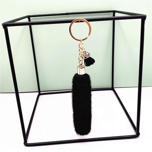 Faux Mink Fur Key Chain Bag Charms Pendant Tassel Fluffy Car Key Ring Accessories Wholesale