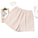 High Waist A-Line Cotton And Linen Shorts