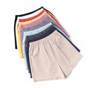 High Waist A-Line Cotton And Linen Shorts