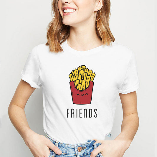 Short-sleeved T-shirt Women's Bottoming Shirt Through Friends Friends Printing Girlfriends Outfit