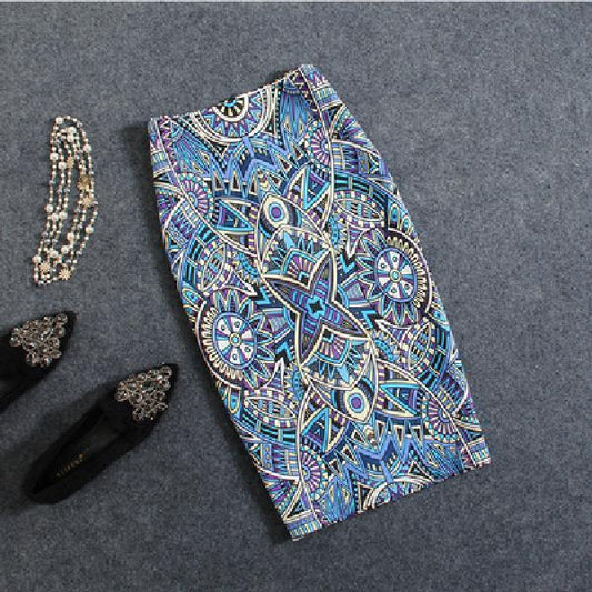 Ethnic Style Slim Slim Half-Length Bag Hip-Knee Mid-Length Pencil Skirt