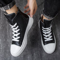 New Men'S High-Top Shoes, Waterproof Leather, Korean Casual Shoes, Personality Fashion All-Match Trendy Shoes