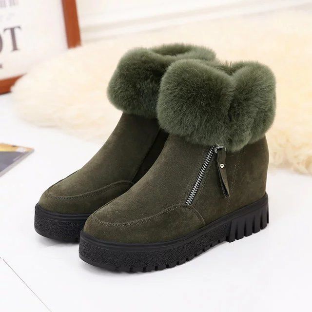 Plush Thick-Soled Inner Heightening Short-tube Snow Boots