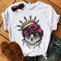 Camouflage Skull T-Shirt Female Leopard Print