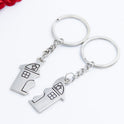 Cartoon Creative House Shape Couple Travel Commemorative Alloy Keychain