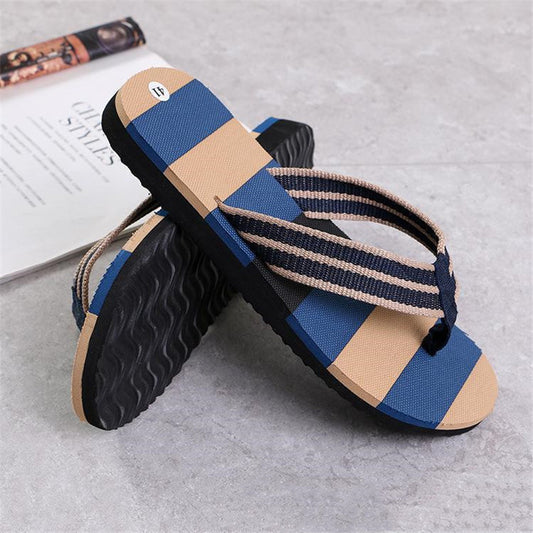 Fashion Men Summer Stripe Flip Flops Shoes Sandals