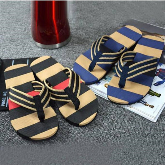 Fashion Men Summer Stripe Flip Flops Shoes Sandals