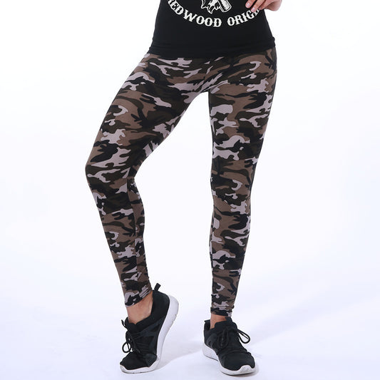 European And American Fashion Camouflage Letter Printed Flower Leggings