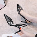 New Summer Pointed Rhinestone Stiletto High Heeled Fashion Hollow Sandals For Women