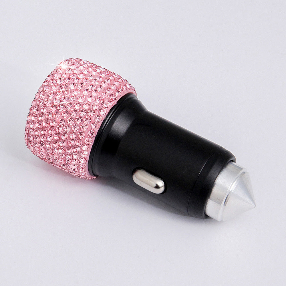 Diamond-Studded Car Mobile Phone Safety Hammer Charger