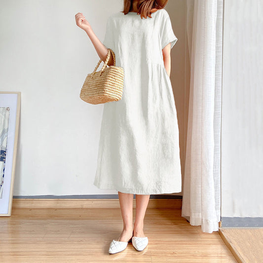 Simple Literary Fan Loose Slim Dress