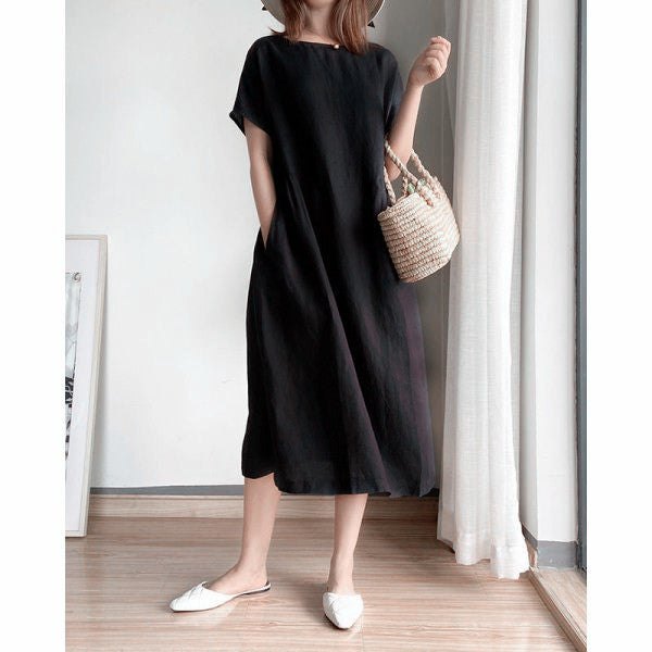 Simple Literary Fan Loose Slim Dress