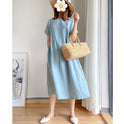 Simple Literary Fan Loose Slim Dress