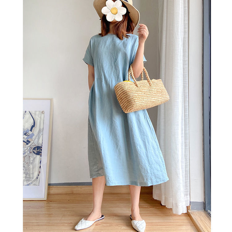 Simple Literary Fan Loose Slim Dress