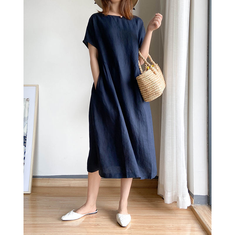 Simple Literary Fan Loose Slim Dress