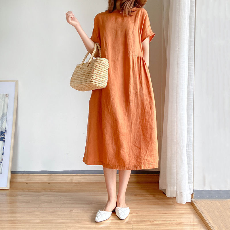 Simple Literary Fan Loose Slim Dress