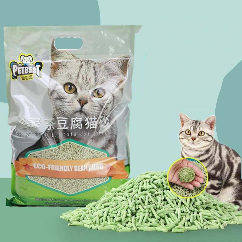 Original Green Tea Tofu Cat Litter Clumps, Deodorant Tofu Sand Dust-Free Big Bag 6 Liters Free Shipping Cat Supplies