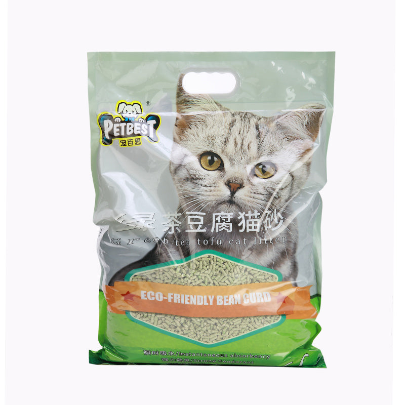 Original Green Tea Tofu Cat Litter Clumps, Deodorant Tofu Sand Dust-Free Big Bag 6 Liters Free Shipping Cat Supplies