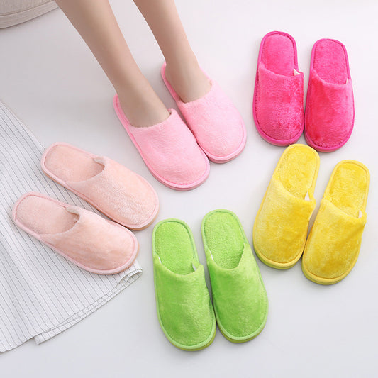 Plush Indoor Home Autumn And Winter Wooden Floor Warm Cotton Slippers