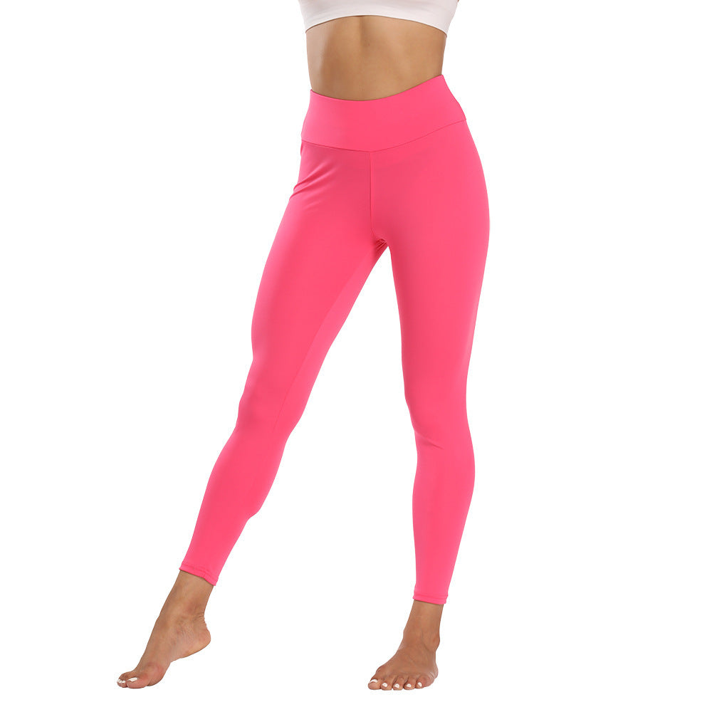 Pure Color Sweat-Absorbent Fitness Sports Beautiful Buttocks Yoga Pants