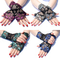 Summer Thin Two-color Lace Sunscreen Half-finger Gloves For Women