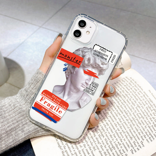 Compatible with Apple , Transparent Painted Air Cushion Anti-fall Mobile Phone Case