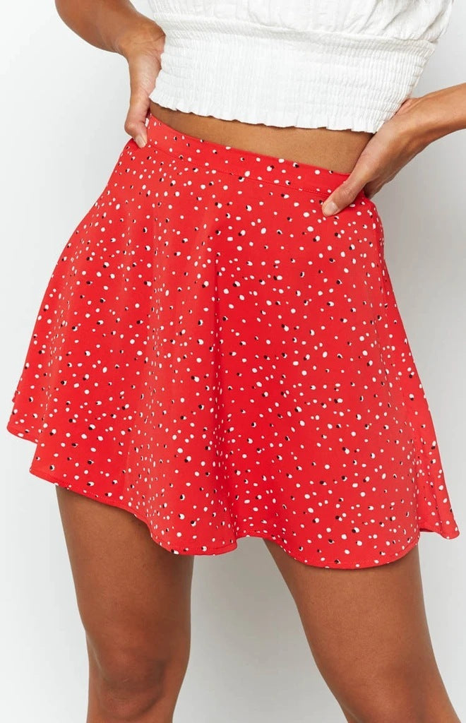 Women's Floral Skirt High Waist Umbrella Skirt Invisible Zipper Chiffon Print Short Skirt Women