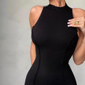 Summer New Style Women's Round Neck Sleeveless Solid Color Fashion Slim Fit Hip Dress Women