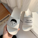 Ins South Korea Summer New Cool Student BOy Girl Flat Slippers Outer Wear Letter