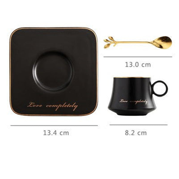 European Style Light Luxury Gold Afternoon Tea Milk Juice Breakfast Cup Saucer Spoon Gift