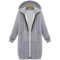 Hooded long-sleeved winter sweater women's jacket in a long thick shirt