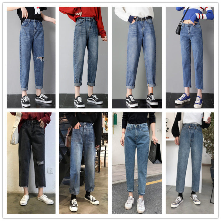 Summer New Style Korean Women'S High-Waisted Thin Wide-Leg Jeans