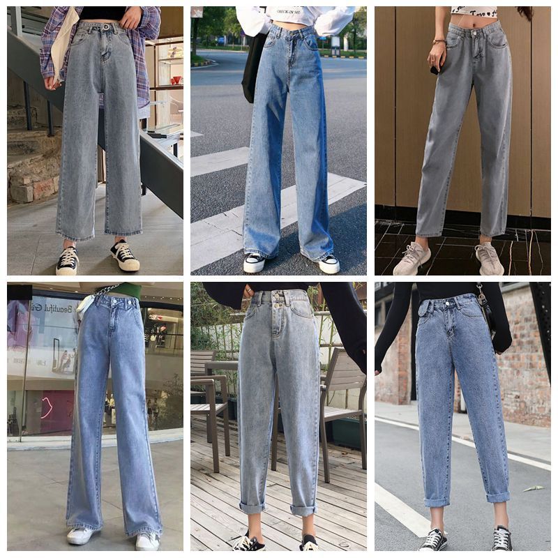 Summer New Style Korean Women'S High-Waisted Thin Wide-Leg Jeans