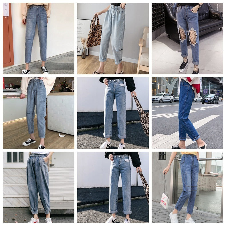 Summer New Style Korean Women'S High-Waisted Thin Wide-Leg Jeans