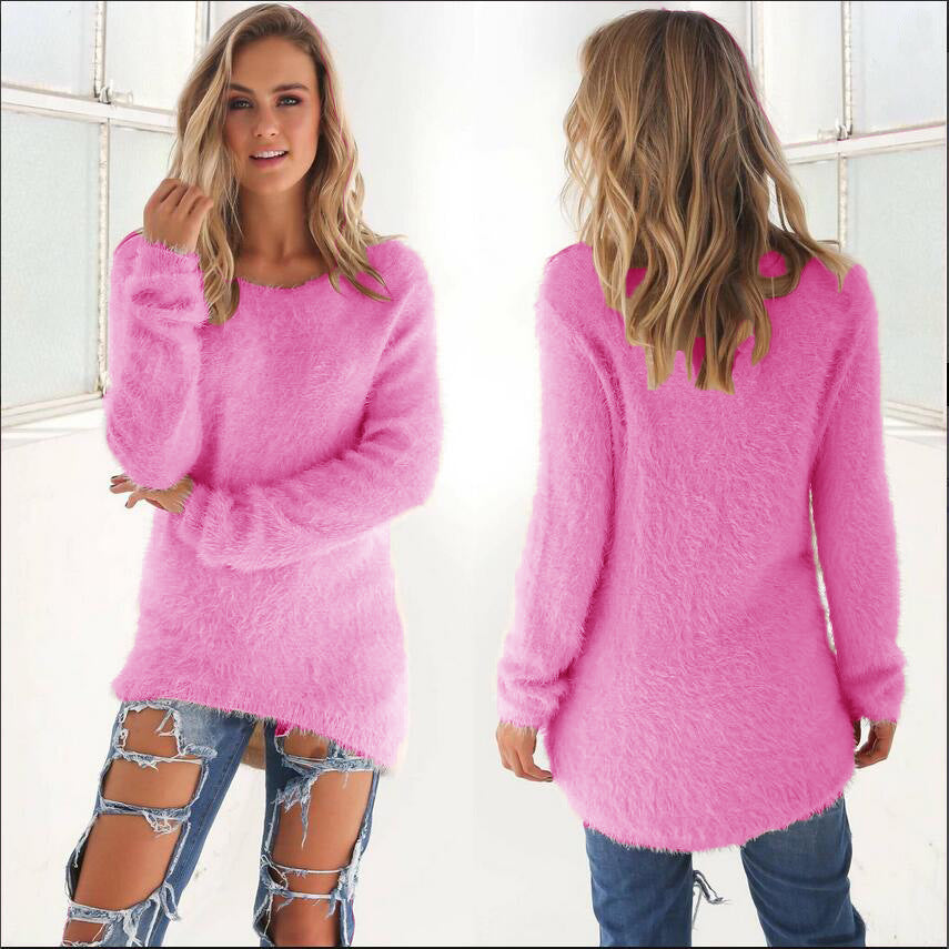 Solid Color Long Sleeve Women's Sweater Top