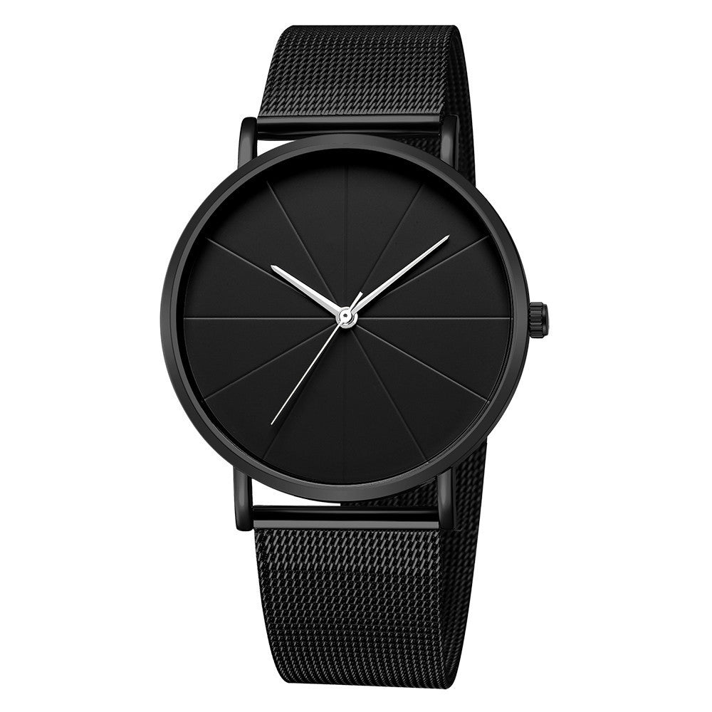 Ashion Pure Black Mesh Strap Watch Men's Watch European And American Simple Ladies Couple Watch Quartz Watch