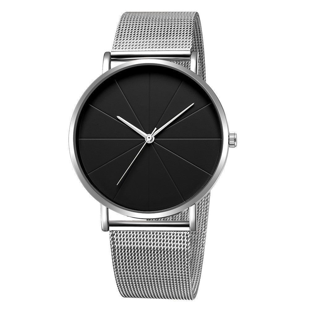 Ashion Pure Black Mesh Strap Watch Men's Watch European And American Simple Ladies Couple Watch Quartz Watch