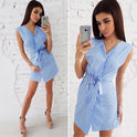 Round Neck Tie Striped Dress Women's Clothing