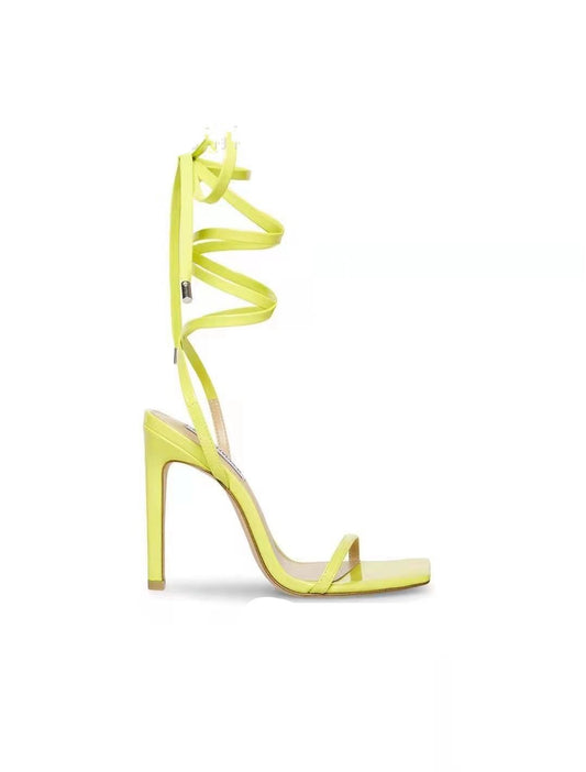 New European And American Square Toe Strap High Heel Sandals