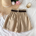 College Style High Waist Was Thin And Versatile Wide-Leg Shorts