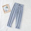 Cute Children'S Fun Graffiti Wash Light Blue High Waist Loose Thin Simple Casual Versatile Straight Jeans