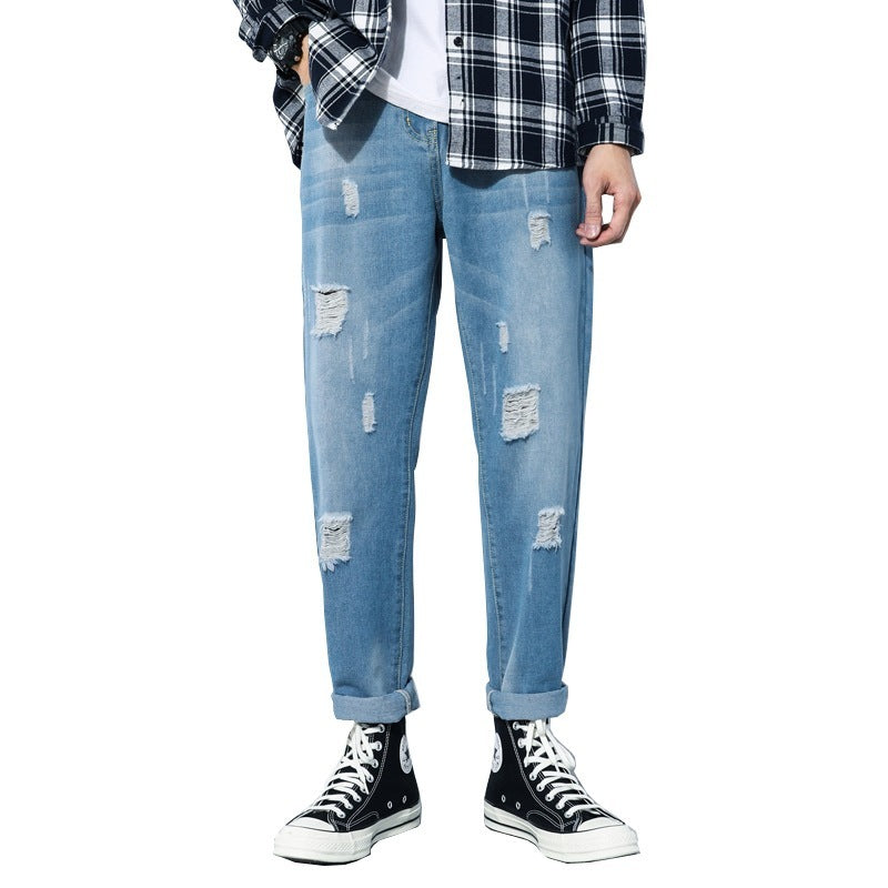 Ripped Jeans Men's Straight And Versatile Men's Beggar Pants