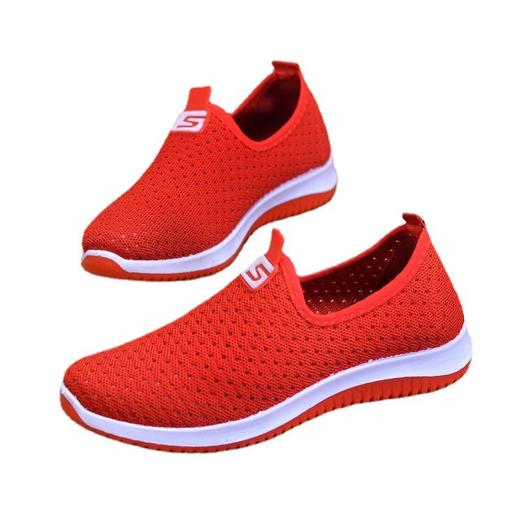 One-step Real Fly Woven Hollow Women's Net Shoes Fashion