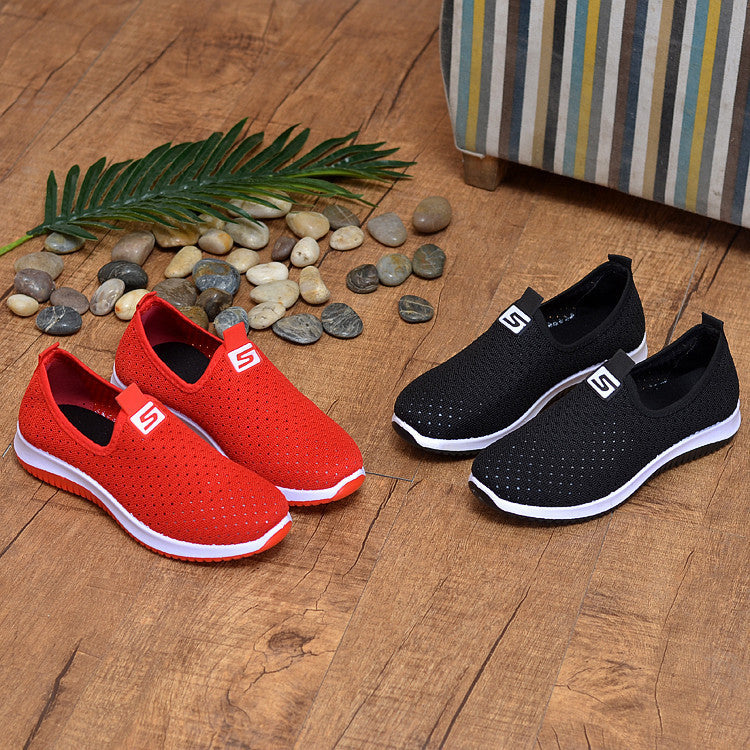 One-step Real Fly Woven Hollow Women's Net Shoes Fashion