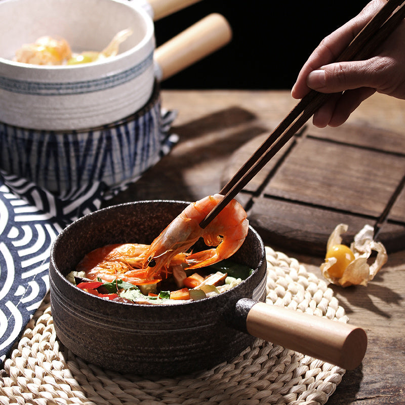 Creative Fruit Salad Bowl With Wooden Handle