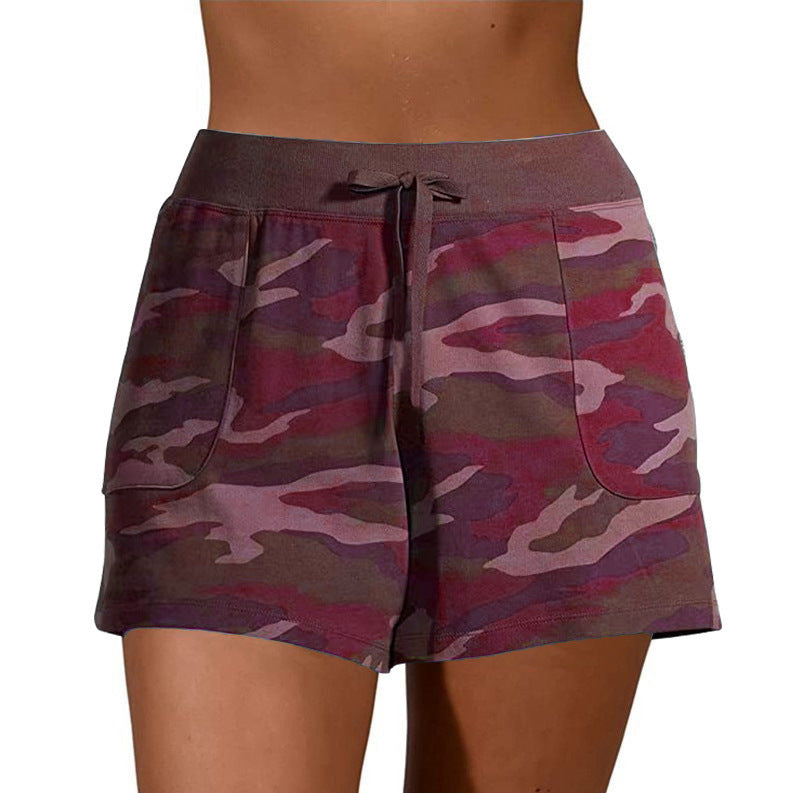 Camouflage Sports Lace-Up Casual Shorts Women