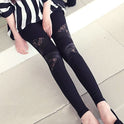 Lace And Leather Hollow Thin Leggings