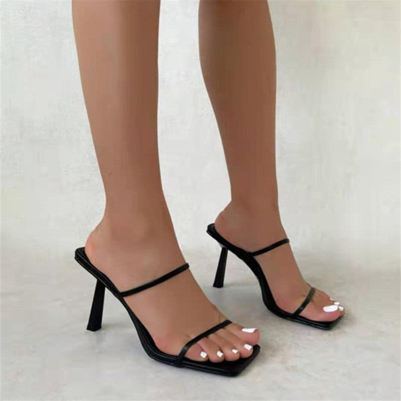 Fashion Magic Color Thin Strap Slip-on Sandals