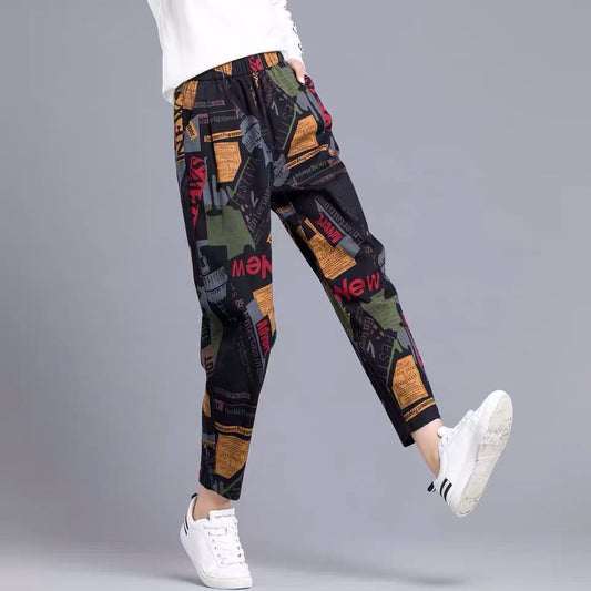 Loose Carrot Pants Printed Casual Harem Pants