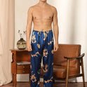 Luxury Silk Robe Pants Pajama Set Two-piece Imitate Silk Long-sleeved Pajamas Large Size Bathrobes Robe Sets For Men Clothing